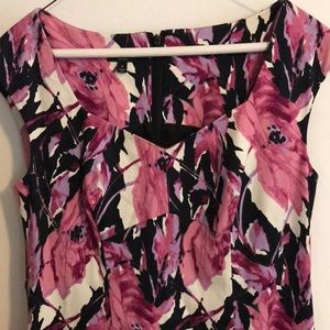 Talbots sheath floral lined capped sleeve dress